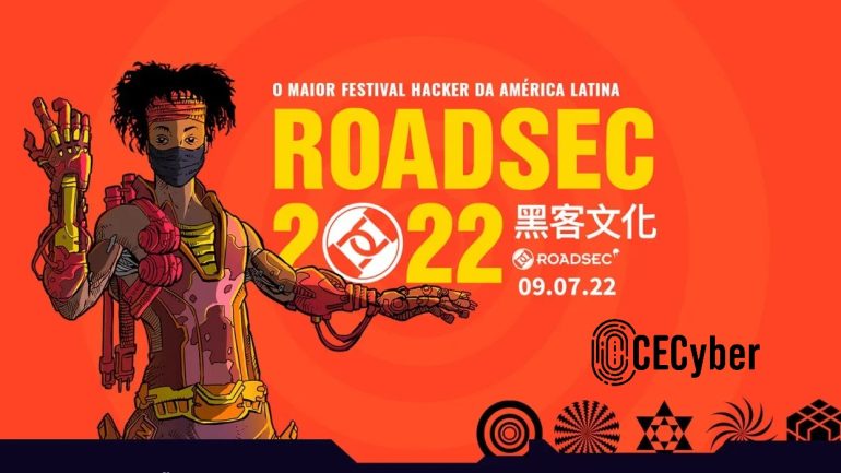 Imagem do Evento Roadsec 2022 em tons de laranja e amarelo com personagem ilustrativo