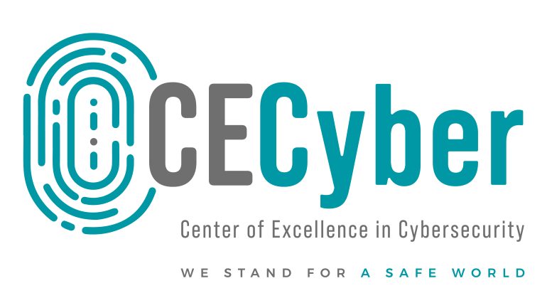 Logo CECyber com tagline Center of Excellence in Cybersecurity